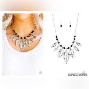 Highland Harvester Hammered Silver Leaf Necklace and Earring Set